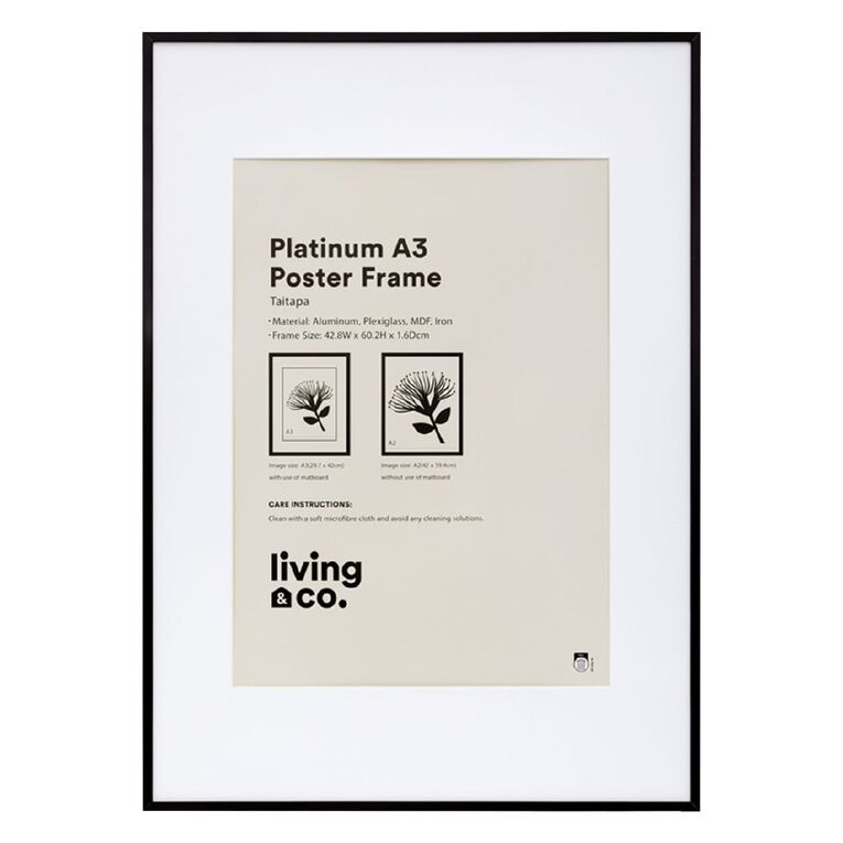 Living & Co Platinum Poster Frame A2/A3 Black, , hi-res