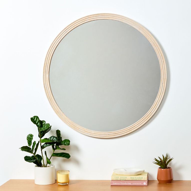 Living & Co Terra Round Mirror 80cm Natural, , hi-res