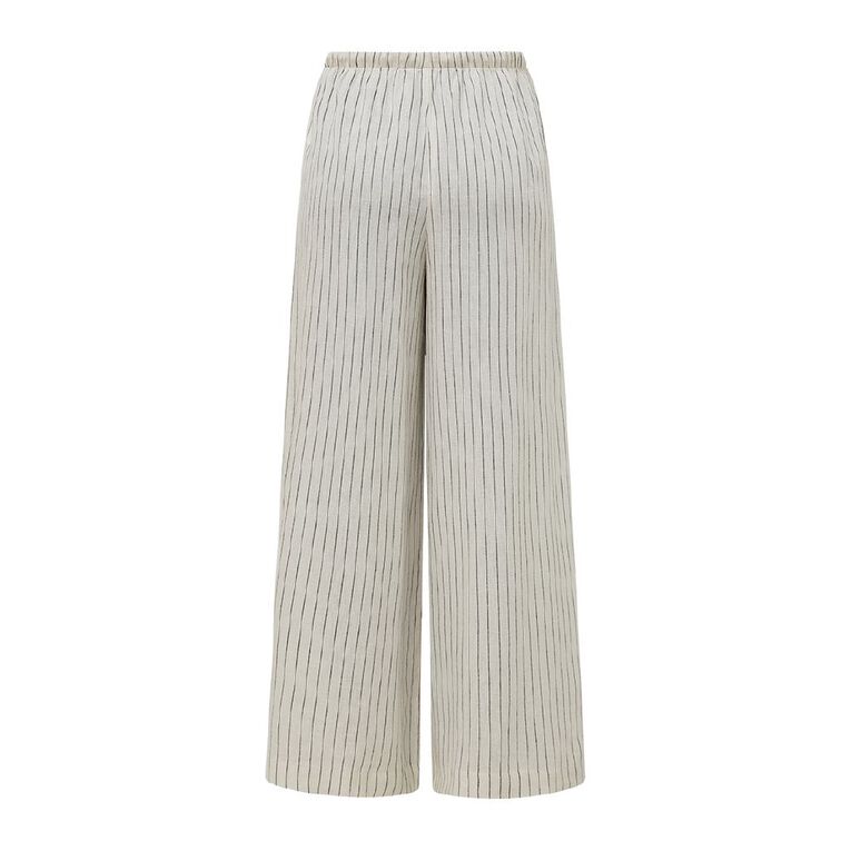 H&H Women's Tie Waist Linen Blend Pants, Cream, hi-res