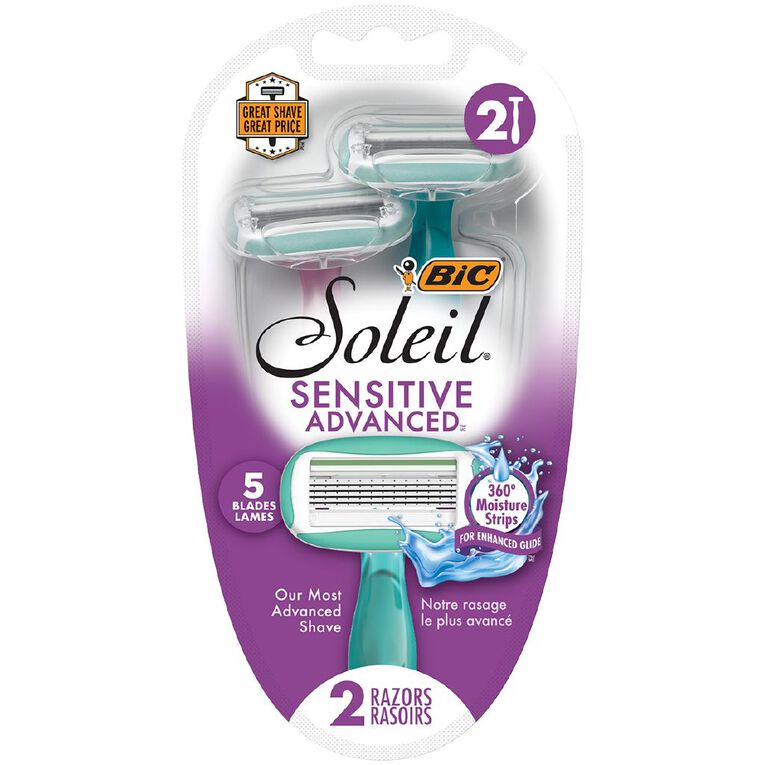Bic Soleil Sensitive Advanced Disposable Razors 2 Pack, , hi-res