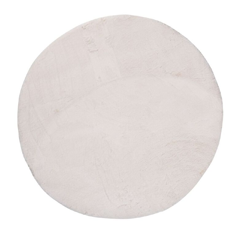 Living & Co Round Faux Fur Rug Cream 120cm, , hi-res