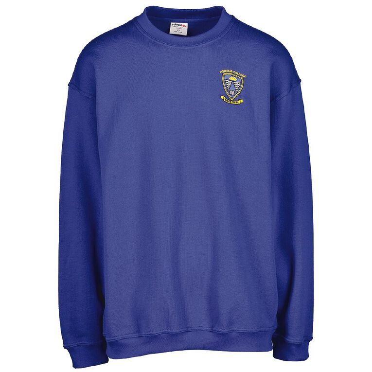 Schooltex Porirua College Sweatshirt with Embroidery, Royal, hi-res