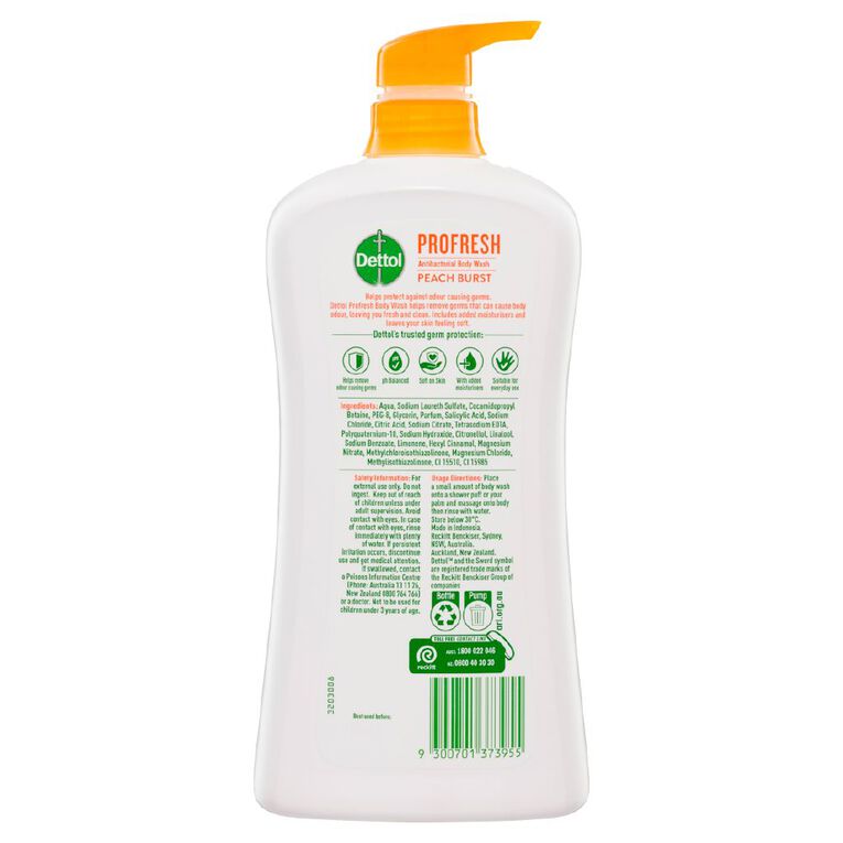 Dettol Profresh Shower Gel Body Wash Peach Burst, , hi-res