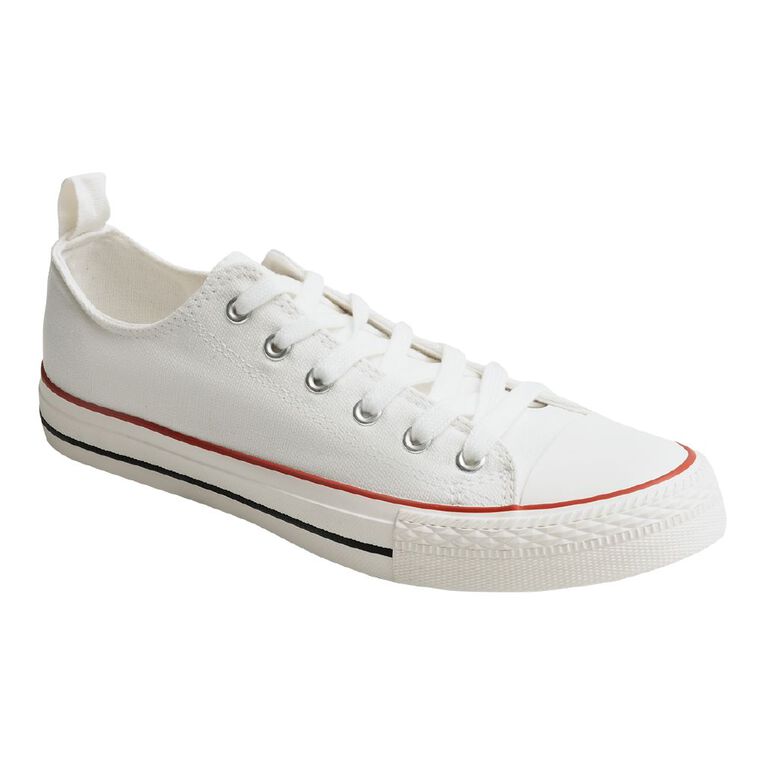 H&H Women's Jen Canvas Low Top Sneakers, White, hi-res