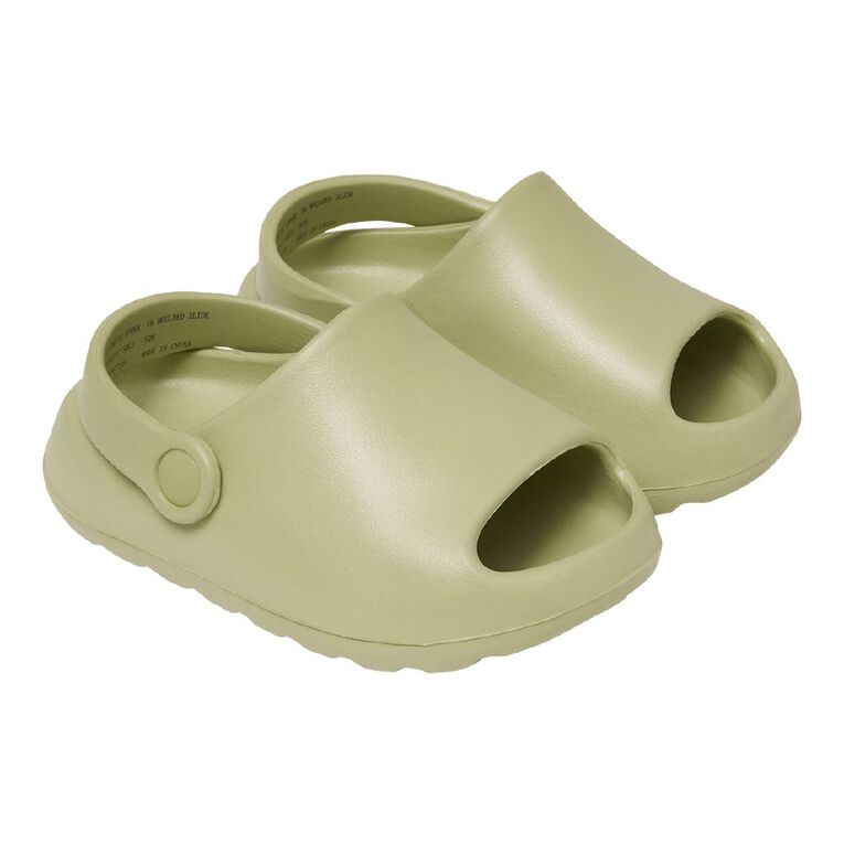 Young Original Junior Kids' Moulded Slides, Green, hi-res