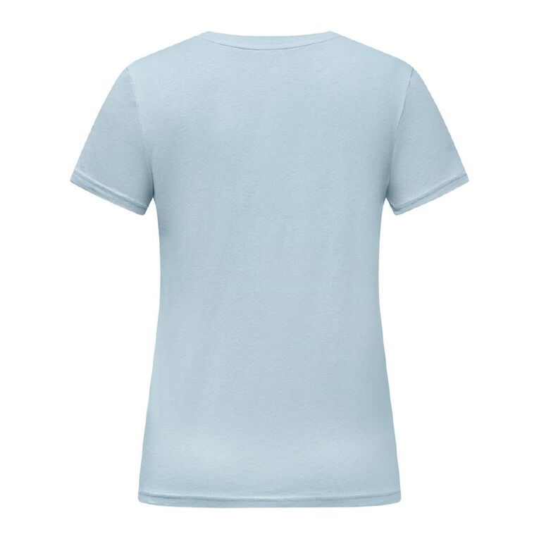 H&H Women's Short Sleeve Cotton Crew Neck Tee, Blue Mid, hi-res