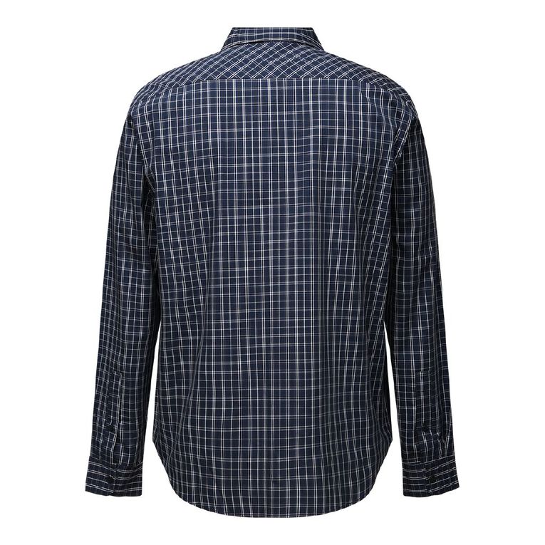 H&H Men's Long Sleeve Check Shirt, Blue Dark, hi-res
