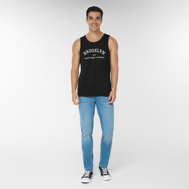 H&H Men's Graphic Print Singlet, Black, hi-res