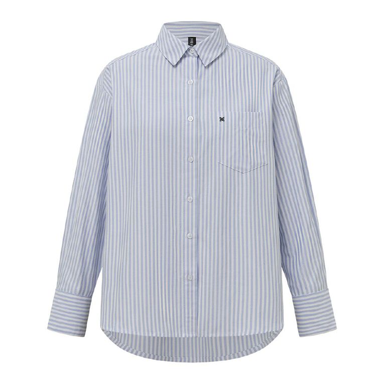 H&H Women's Long Sleeve Oxford Shirt, Blue Light, hi-res