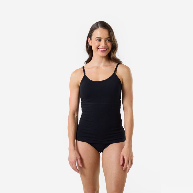 Women's Control Singlet, Black, hi-res