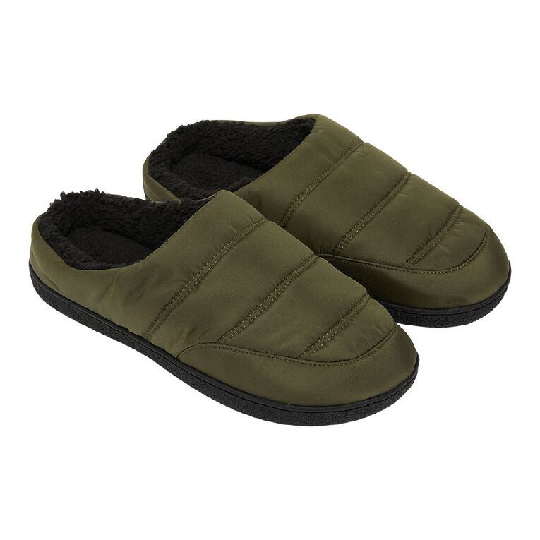 H&H Women's Quilted Slipper Scuffs, Khaki, hi-res