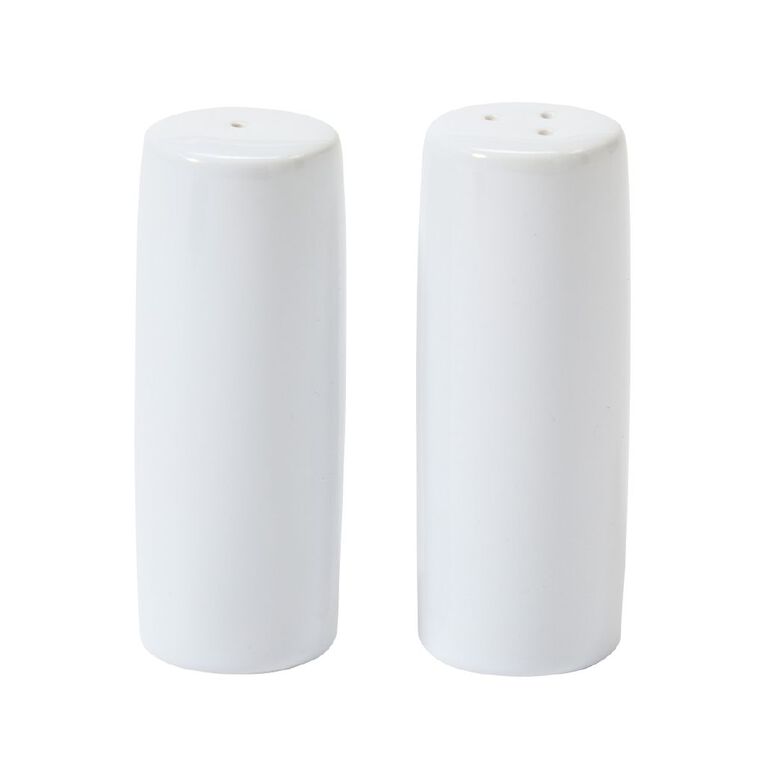 Living & Co Coupe Porcelain Salt & Pepper Shakers Set White 2 Pack, , hi-res