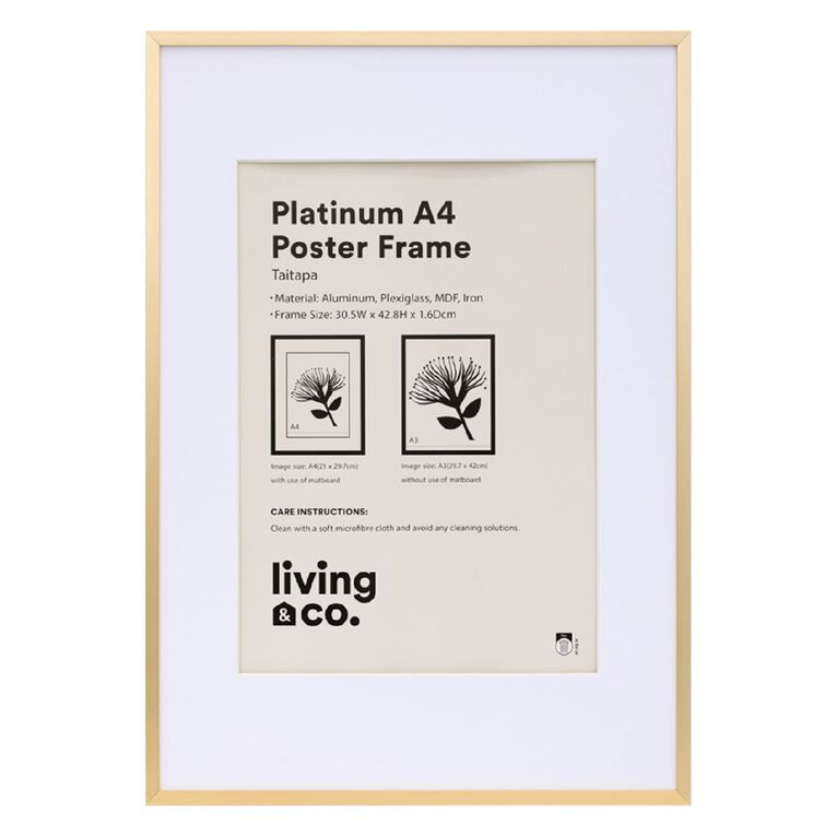 Living & Co Platinum Poster Frame A3/A4 Gold, , hi-res