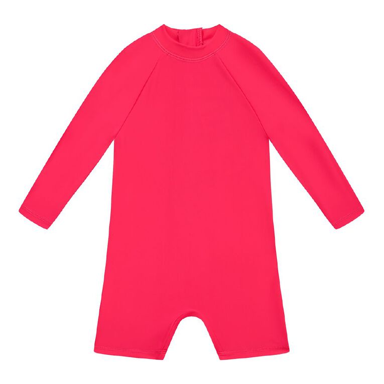 Young Original Toddler Long Sleeve Plain Rash Suit, Pink Mid PINK, hi-res