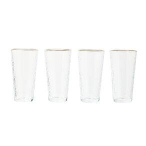 Living & Co Beaten Gold Rim HiBall Clear 4 Pack