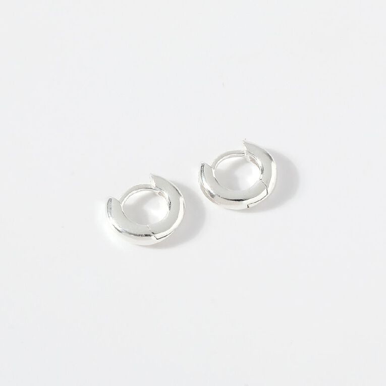 Sterling Silver Mini Huggie Earrings 11mm, , hi-res