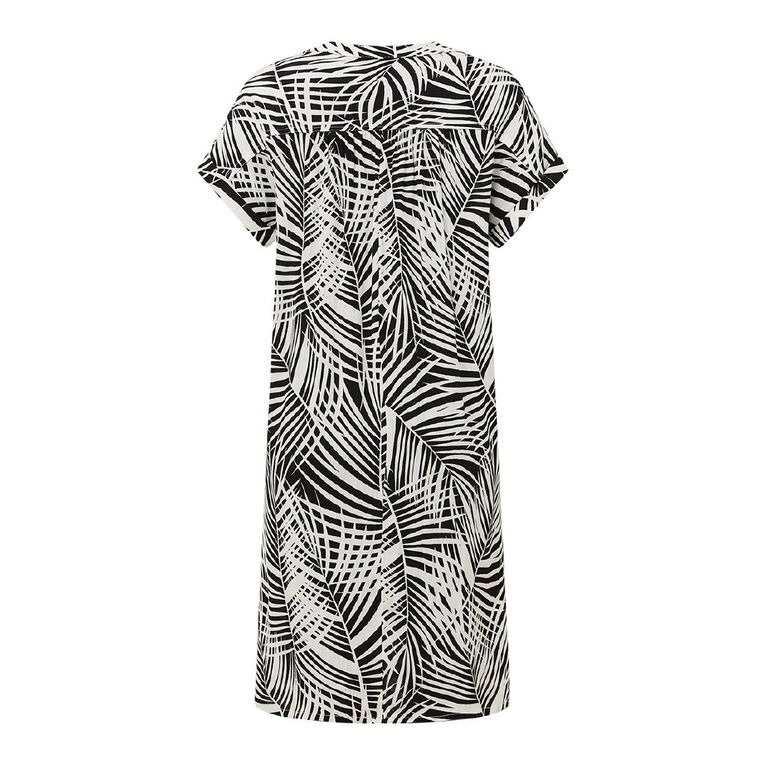 H&H Women's Short Sleeve Popover Tunic, Black/White, hi-res