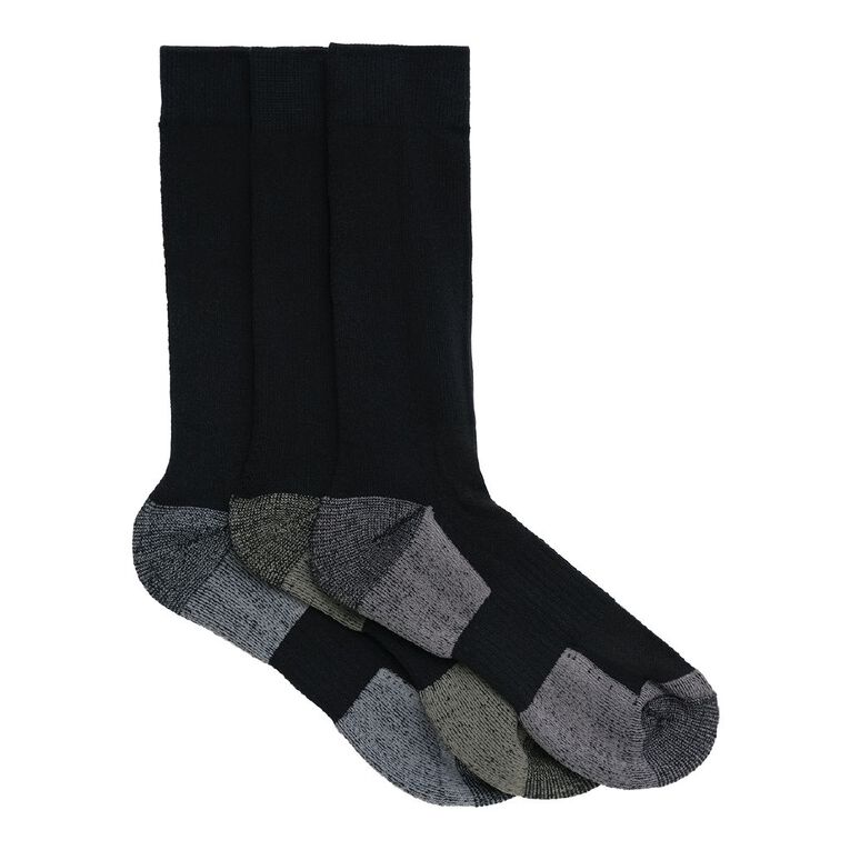 Active Intent Men's Cushioned Crew Sport Socks 3 Pack, Black, hi-res