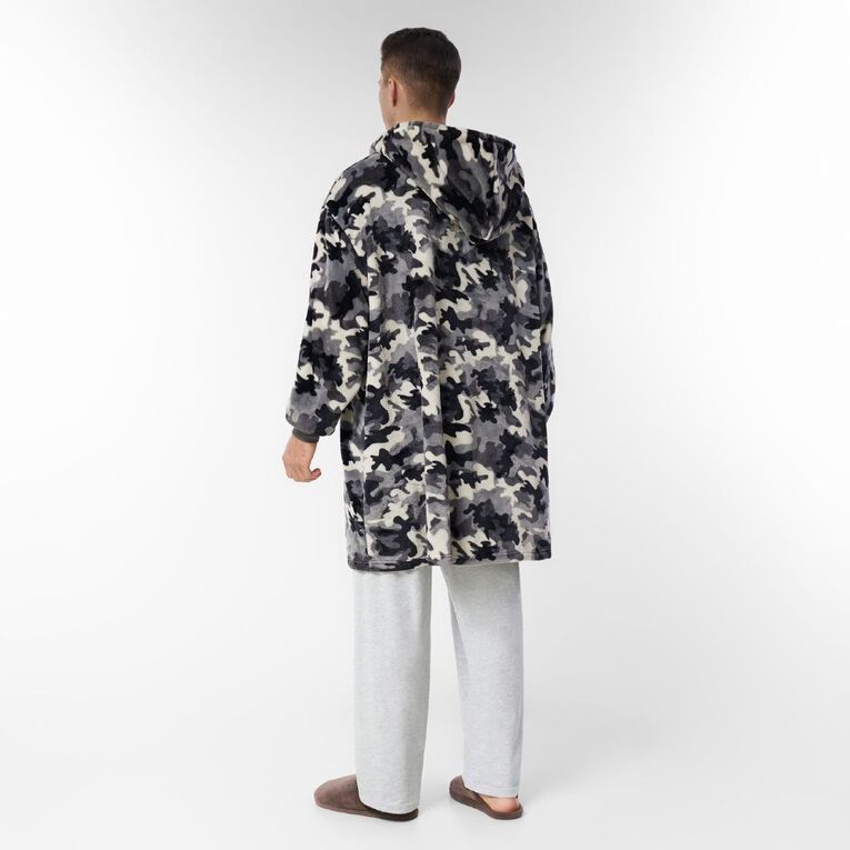 H&H Men's Oversized Coral Fleece Hoodie, Grey Dark, hi-res