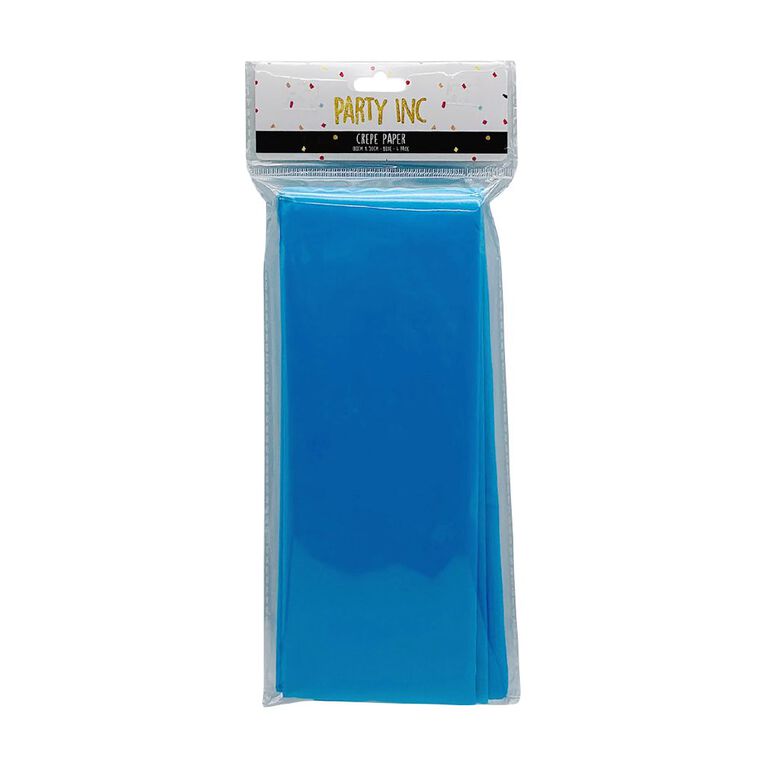 Party Inc Crepe Paper 180 x 50cm Blue 4 Pack, , hi-res