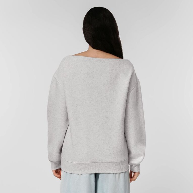 H&H Women's Long Sleeve Off Shoulder Sweat, Grey Light, hi-res