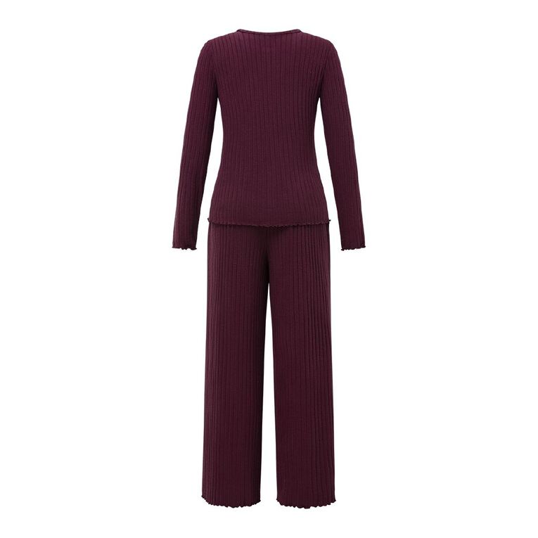 H&H Women's Brushed Rib Lounge Set, Red Mid, hi-res