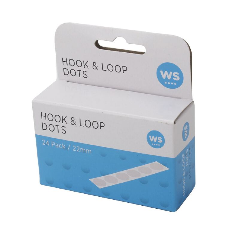 WS Hook & Loop Dots 22mm 24 Pack White, , hi-res