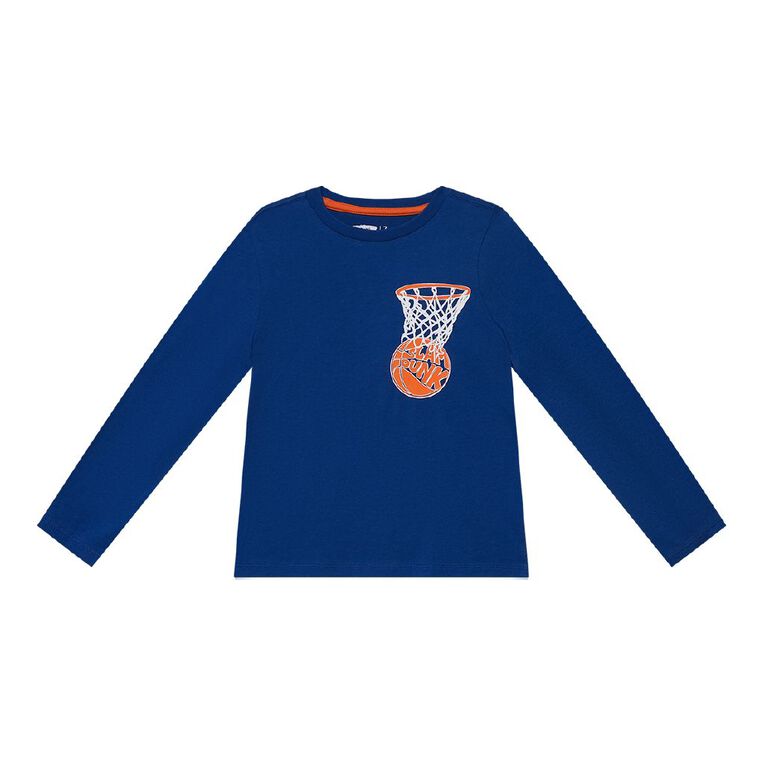 Young Original Long Sleeve Print Tee, Blue Mid, hi-res
