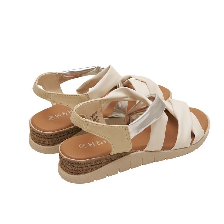 H&H Women's Strappy Comfort Sandals, White/Silver, hi-res