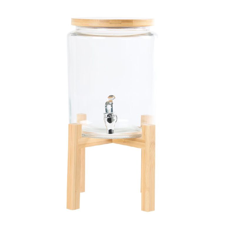 Living & Co Glass Dispenser with Stand Clear 5.6L, , hi-res