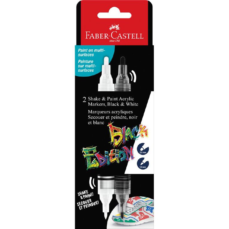 Faber-Castell BE Shake&Paint Acrylic Marker Black&White Box of 2, , hi-res