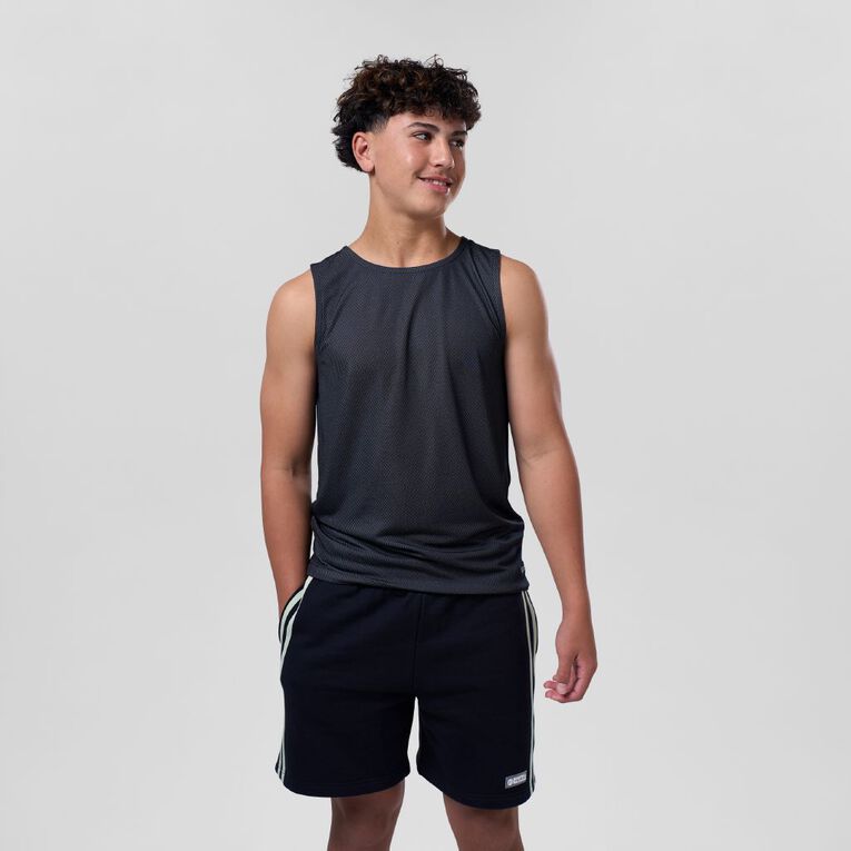 Basketball NZ Reversible Singlet, Black/White, hi-res