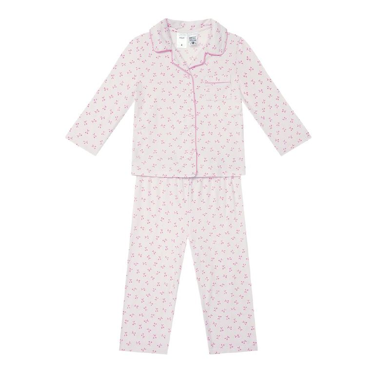 H&H Girls' Comfy Button Up Pyjama Set, Pink Mid, hi-res
