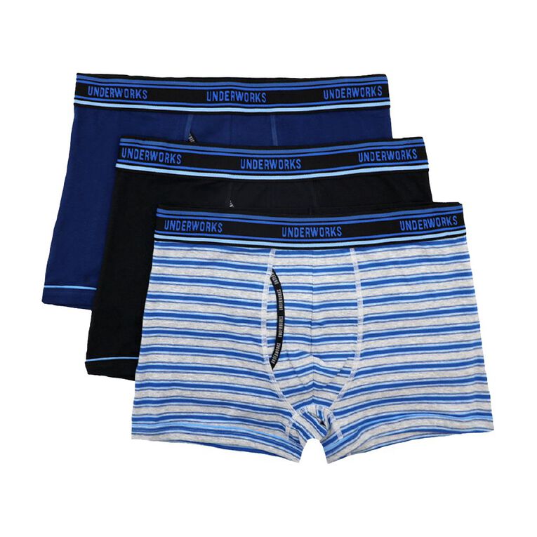 Underworks Men's No Ride Trunks 3 Pack, Blue, hi-res