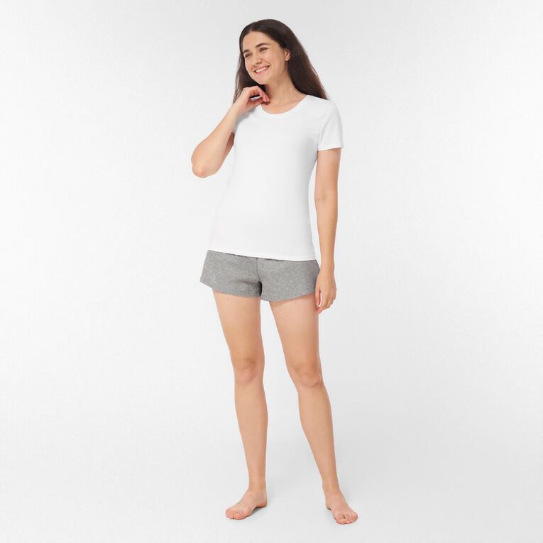 H&H Women's Rib Pyjama Shorts, Grey Mid, hi-res