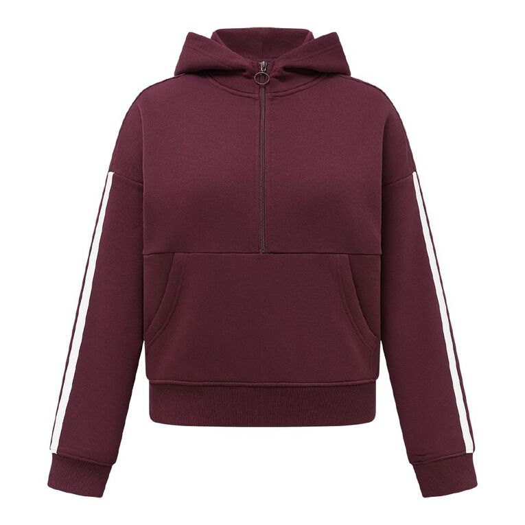 H&H Women's 1/4 Zip Hoodie, Red Dark, hi-res