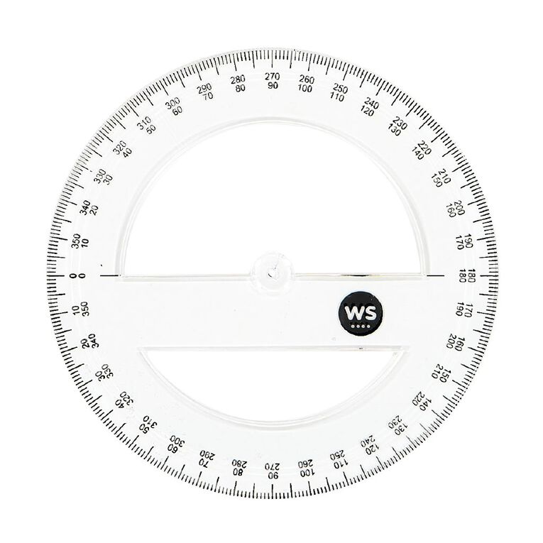 WS Protractor 360 10cm Clear, , hi-res