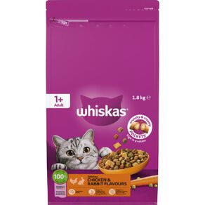 Whiskas Adult Dry Cat Food Chicken & Rabbit Bag 1.8kg