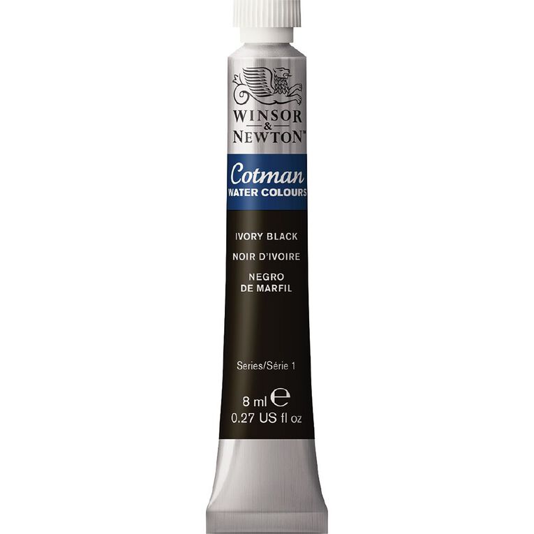 Winsor & Newton Cotman Watercolour Paint 8ml Ivory Black, , hi-res