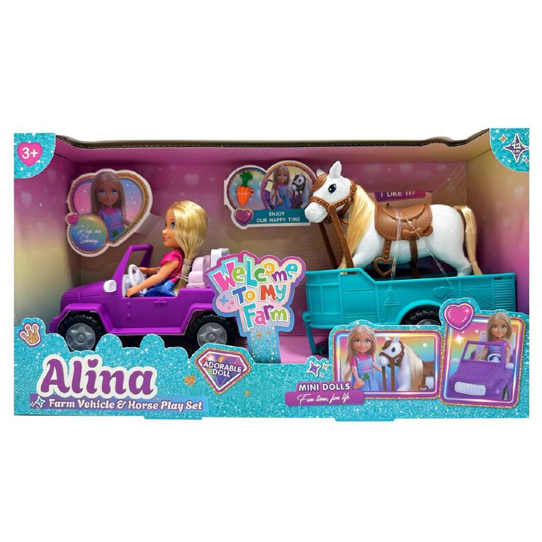 Mini Doll 12cm Play Set Farm Vehicle & Horse, , hi-res