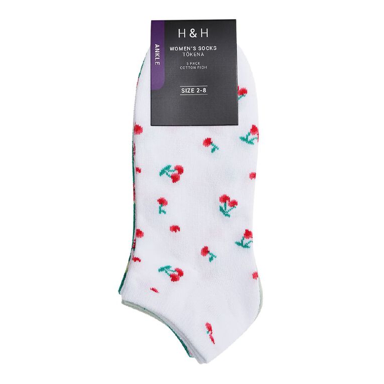 H&H Women's Liner Jacquard Socks 5 Pack, Green, hi-res