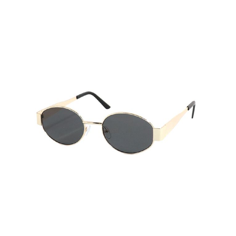 H&H Unisex Oval Metal Sunglasses Black, , hi-res