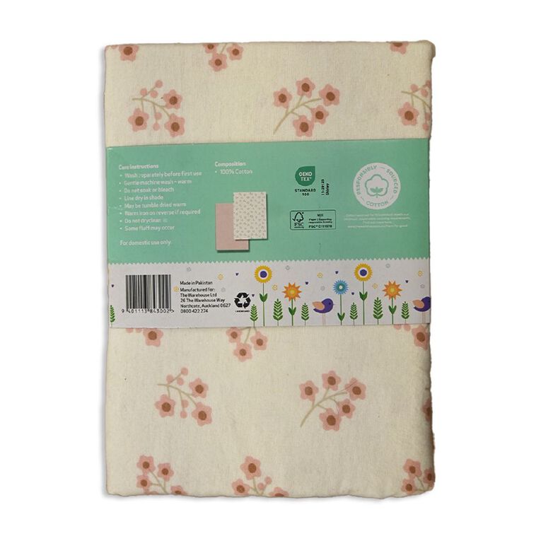 Babywise Flannelette Sheet Floral 2 Pack, , hi-res
