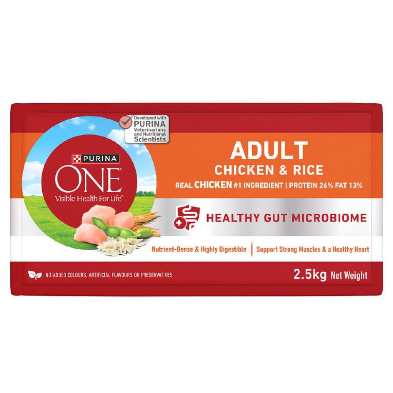 PURINA ONE Adult Chicken & Rice Dry Dog Food 2.5kg, , hi-res