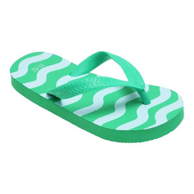 Young Original Senior Kids' Printed Jandals, Green, hi-res