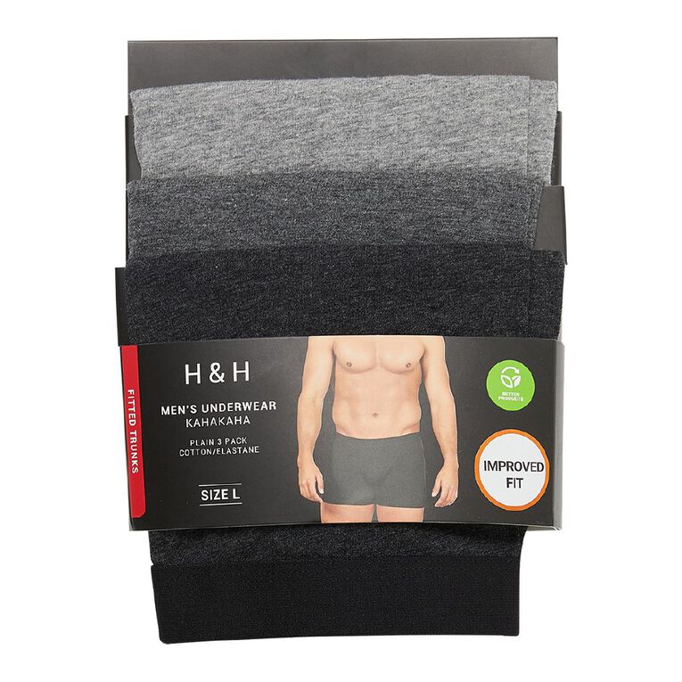 H&H Men's Trunks 3 Pack, Grey Dark, hi-res
