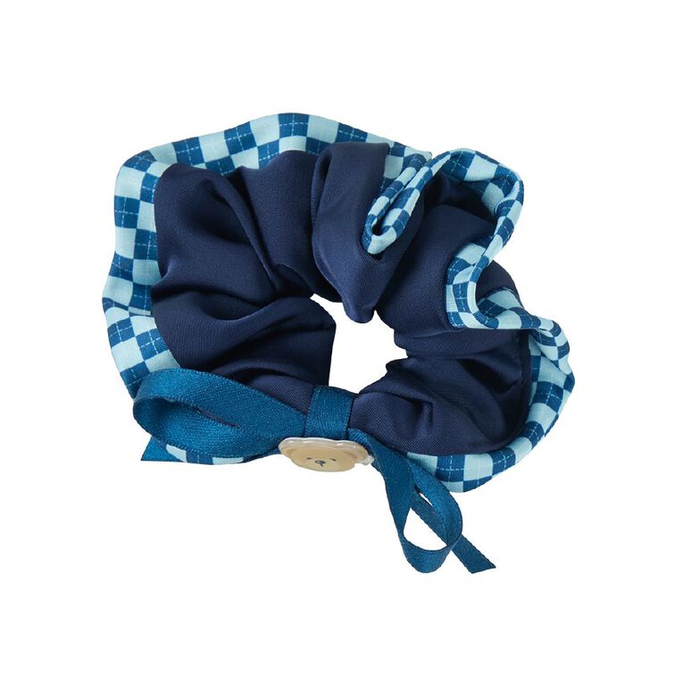 Teddy Island Satin Scrunchie Navy Blue Stripe, , hi-res