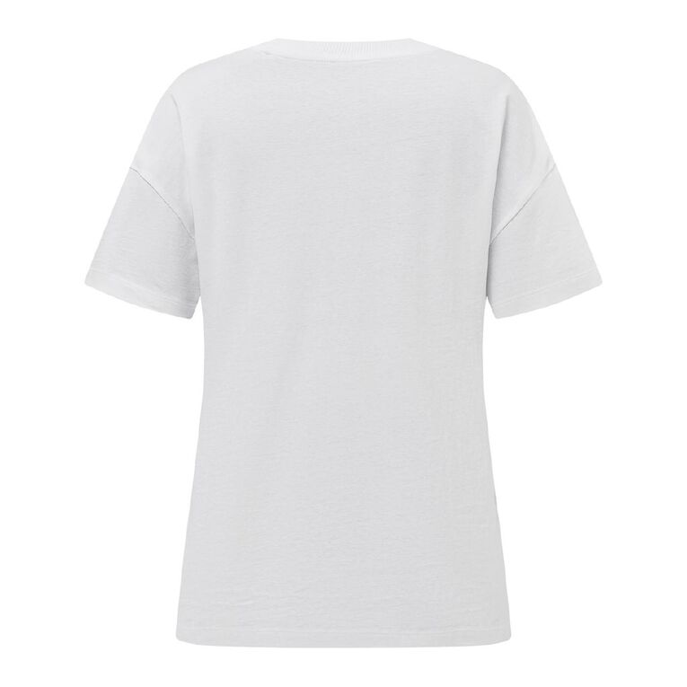 H&H Women's Short Sleeve Boyfriend Graphic Tee, White, hi-res