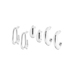 H&H Bubble Curve Rectangle Hoop Earrings 3 Pairs