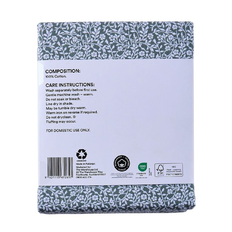 Living & Co Cotton Flannelette Sheet Set Joliet Green, , hi-res